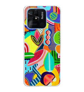 PrintiFy Xiaomi Redmi 10C ile Uyumlu 1mm Slim Fit Retro Colors 6 Baskılı Şeffaf  Kılıf