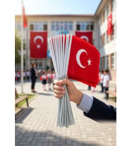 Premium 23 Nisan Türk Bayrağı - Tekli Alpaka Plastik Saplı, 20x30cm (Kırmızı-Beyaz)