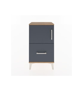 Arges Komodin 2 Raflı Tek Çekmeceli Tek Kapaklı 44x30x80 Çam-Antrasit