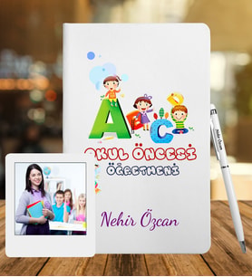 Okul Öncesi Öğretmenlerine Özel Defter Kalem & Fotoğraflı İnstagram Çerçeve Hediye Seti