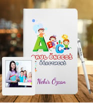 Okul Öncesi Öğretmenlerine Özel Defter Kalem & Fotoğraflı İnstagram Çerçeve Hediye Seti