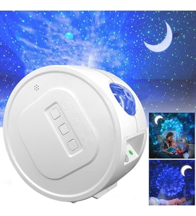 Bring Starry Şarjlı Bluetooth Led Işıklı Müzik Çalar Su Dalgası Gökyüzü Lazerli Projektör (Beyaz)