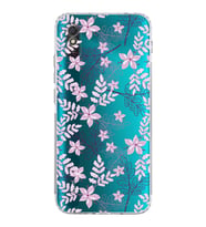 Xiaomi Redmi 9A  Kamera Korumalı Kapak Floral Pudra Tasarımlı Şeffaf  Kılıf
