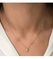 Gümüş Rose 3 Boyutlu A Harf Bayan Kolye