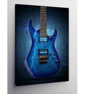 Kanvas Tablo Mavi Elektrikli Gitar
