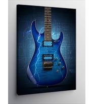 Kanvas Tablo Mavi Elektrikli Gitar
