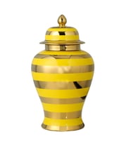 Vitale Dory Çizgili Vazo Sarı Gold 14x22x38 cm AK.WLT0621