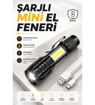 El Feneri Led USB Şarjlı Zoom Mini Led Işık Acil Durum Feneri
