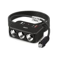 Araç Çakmak Uzatma Kablosu Çakmaklık Çoklayıcı USB,Type-C çıkışlı Hızlı şarj 12-24V/10A/120W 2 X1,5mm TTR Bakır 5Mt