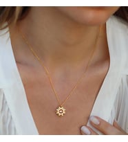 Pembe Zirkon Taşlı Gold Kaplama Lodestar Gümüş Kolye