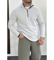 Erkek Yarım Fermuarlı Sweatshirt Buz Mavi Edw212