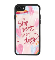 iPhone 8 Pembe Motto Tasarımlı Glossy Telefon Kılıfı