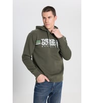 Wrangler Grafik Logolu Kapüşonlu Sweatshirt Haki Erkek Sweatshirt W242443801