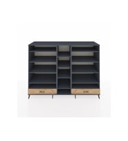 Kronos Dolap 14 Raflı 2 Çekmeceli  220x59x163 Antrasit-Antrasit/Çam