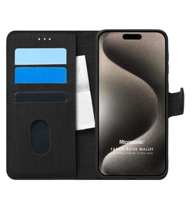 Microsonic Apple iPhone 15 Pro Max Kılıf Fabric Book Wallet Siyah (Siyah)