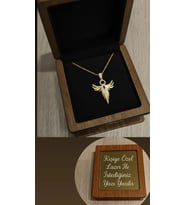 ​Altın Kaplama Anka Kuşu Kolye  Kişiye Özel Lazer Yazılı Ahşap Kutulu (Gold)