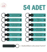Dershaneler İçin Öğrencilere Hediye 54'lü Set, Marka Yazılı Hatıra Deri Anahtarlık, K Turkuaz & Laci (Koyu Turkuaz)