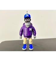 3D Baskı Modern Bender - Mor Kapüşonlu ve Mavi Sneaker lı Robot - Özel Tasarım Biblo