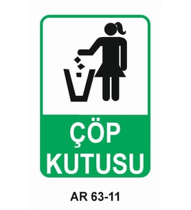 ÇÖP KUTUSU KADIN FİGÜRLÜ İŞ GÜVENLİĞİ UYARI LEVHASI 1 ADET PVC 21 X 29CM