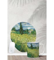 Van Gogh Greenfield Desenli Bilek Destekli Mouse Pad Kupa Seti