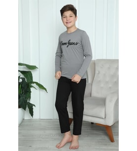 Erkek Çocuk Penye Pijama Takım Füme