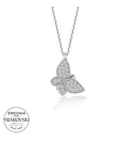 Swarovski Taşlı Gümüş Kelebek Bayan Kolye