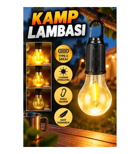 Taşınabilir Askılı Type-C Şarjlı LED Kamp Lambası Bahçe ve Dekoratif Aydınlatma