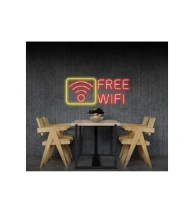 FREE WIFI Yazılı ve Şekilli Neon Tabela