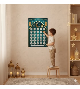 Ramazan Yeşil Kazınabilen İmsakiye ve Ramazan Ayı Etkinlik Takvimi 47x33 Cm