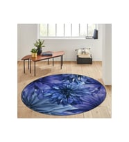 Eliana Home Baskılı, Yıkanabilir Kaymaz Taban Yuvarlak Halı LNA7164 120x120 cm (Mavi)