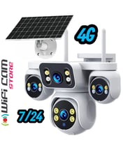 X16 4 Kameralı Çift Panelli 4G Solar Kamera AOV 7/24 Kayıt (Siyah Beyaz)