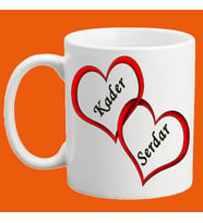 Sevgiliye Kalpli İsme Özel Kupa Bardak