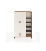 Arges Dolap 6 Raflı 4 Kapaklı Tek Askılı 132x30x195 Çam-Aytaşı/Antrasit