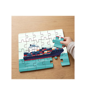 Denizde Yük Gemisi Tasarımlı 24 Parça Ahşap Çocuk Puzzle MPK0662