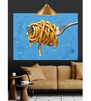 Çatalda Spagetti Sanat Dekoratif Kanvas - Mdf Ahşap Tablo