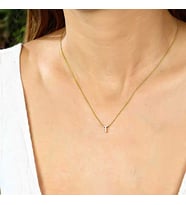 Gümüş Gold 3 Boyutlu T Harf Bayan Kolye