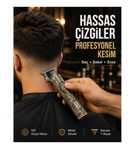 Mey İthalat® Kompakt Tasarımlı, Güçlü Motorlu Saç sakal Kesme Makinesi ve 4 Kılavuz Tarak