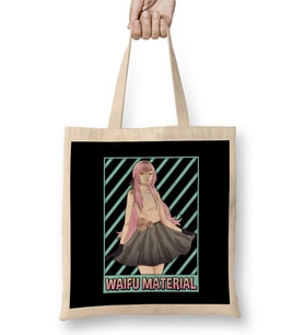 Waifu Material Anime Girl Japanese Cute Senpai Pun Bez Çanta Uzun Saplı