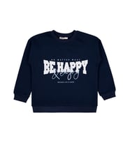 Civil Girls Be Happy Baskılı 6-9 Yaş Sweatshirt - Lacivert