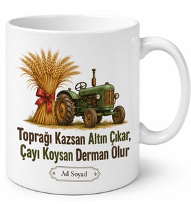 Çiftçi Jargonu Yazılı Komik Kupa Bardak Çiftçiye Hediye Baskılı Kupa