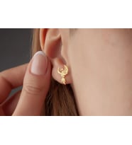 Kişiye Özel Anka Kuşu Model Küpe 925K Gümüş (Gold)