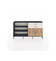 Arges Konsol 3 Raflı 2 Çekmeceli 2 Kapaklı 176x30x99 Antrasit-Çam/Aytaşı