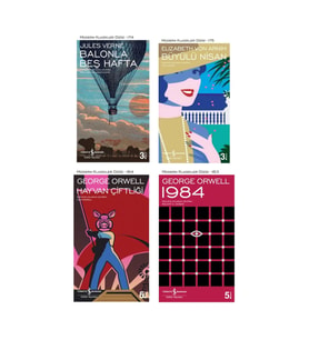 Büyülü Nisan + Balonla Beş Hafta + 1984 + Hayvan Çiftliği- 4 Kitap Set - Iş Bankası Özel Set