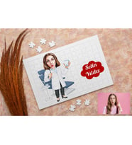 Karikatürlü Dişçiye Özel Kişiye Özel Puzzle