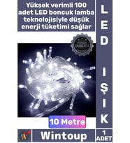 #Led Dekoratif Aydınlatma Yılbaşı Gece Lambası Beyaz Işık Şeffaf Kablo 10 Metre 100 Led Boncuk Lamba