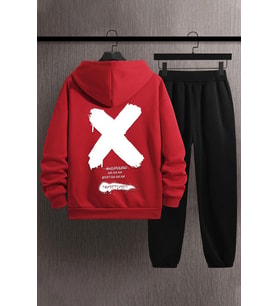 Unisex Sometimes X Baskılı Eşofman Takımı (A.Kırmızı)
