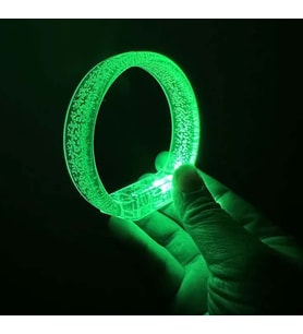 Yeşil Led Işıklı Baskı Yapılabilen Pilli Bileklik Bilezik 1,5 cm Genişlik