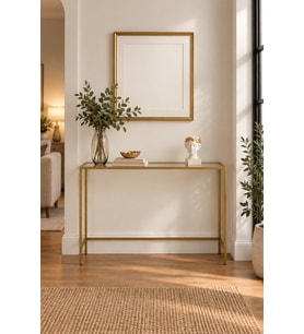 Gold Metal Şeffaf Camlı Modern Dresuar 100cm