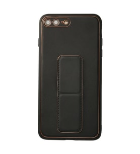 iPhone 7 Plus Kılıf Coco Deri Standlı Kapak - Siyah