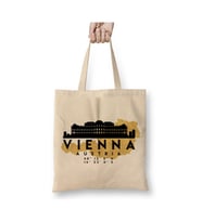 Vienna Austria Skyline Map Viyana Beyaz Bez Çanta Uzun Saplı Alışveriş Çantası Plaj Çantası